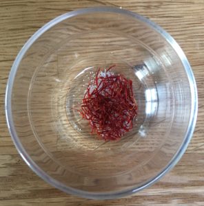 saffron and salt in a glass bowl